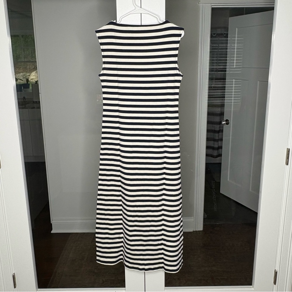 NWT J. Crew Knit Boatneck Midi Dress Stripe Even Stripe Ivory Navy - Picture 3 of 6
